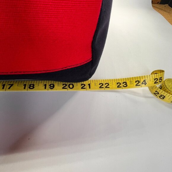 Tommy Hilfiger Duffle Bag Colorblock Navy Red White Canvas Gym Travel Weekender - Picture 15 of 16